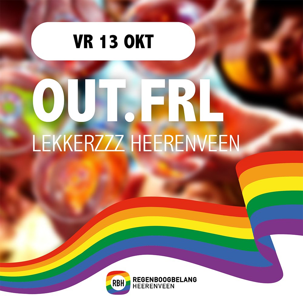 𝗢𝗨𝗧.𝗳𝗿𝗹 - 𝗚𝗲𝘄𝗼𝗼𝗻 𝗴𝗲𝘇𝗲𝗹𝗹𝗶𝗴!
Tijdens de Regenboogweek is er op vrijdag 13 oktober weer een 𝗢𝗨𝗧.𝗳𝗿𝗹 avond in het kleurrijke centrum van Heerenveen. Voor LHBTI’s en ieder die zin heeft in een avond zonder hokjes. Een gewoon gezellige meet & greet met muziek en een hapje en drankje. Iedereen is welkom!
Gratis toegang, parkeren vanaf 20.00 uur gratis.
Locatie: Lekkerzzz eten & drinken
Dracht 27, Centrum Heerenveen
Locatie is rolstoelvriendelijk en omkleedruimte aanwezig.
𝘝𝘢𝘯 9 𝘵/𝘮 15 𝘰𝘬𝘵𝘰𝘣𝘦𝘳 𝘪𝘴 𝘥𝘦 𝘙𝘦𝘨𝘦𝘯𝘣𝘰𝘰𝘨𝘸𝘦𝘦𝘬 𝘪𝘯 𝘏𝘦𝘦𝘳𝘦𝘯𝘷𝘦𝘦𝘯. 𝘏𝘦𝘵 𝘵𝘩𝘦𝘮𝘢 𝘷𝘢𝘯 𝘥𝘪𝘵 𝘫𝘢𝘢𝘳 𝘪𝘴 ‘𝘓𝘦𝘦𝘧 𝘫𝘦 𝘬𝘭𝘦𝘶𝘳!’. 𝘙𝘦𝘨𝘦𝘯𝘣𝘰𝘰𝘨𝘣𝘦𝘭𝘢𝘯𝘨 𝘏𝘦𝘦𝘳𝘦𝘯𝘷𝘦𝘦𝘯 (𝘙𝘉𝘏) 𝘯𝘰𝘥𝘪𝘨𝘵 𝘪𝘦𝘥𝘦𝘳𝘦𝘦𝘯 𝘶𝘪𝘵 𝘰𝘮 𝘥𝘦𝘦𝘭 𝘵𝘦 𝘯𝘦𝘮𝘦𝘯 𝘢𝘢𝘯 𝘥𝘦 𝘥𝘪𝘷𝘦𝘳𝘴𝘦 𝘬𝘭𝘦𝘶𝘳𝘳𝘪𝘫𝘬𝘦 𝘢𝘤𝘵𝘪𝘷𝘪𝘵𝘦𝘪𝘵𝘦𝘯 𝘵𝘪𝘫𝘥𝘦𝘯𝘴 𝘥𝘦 𝘸𝘦𝘦𝘬. 𝘒𝘪𝘫𝘬 𝘷𝘰𝘰𝘳 𝘮𝘦𝘦𝘳 𝘪𝘯𝘧𝘰𝘳𝘮𝘢𝘵𝘪𝘦 𝘦𝘯 𝘩𝘦𝘵 𝘤𝘰𝘮𝘱𝘭𝘦𝘵𝘦 𝘱𝘳𝘰𝘨𝘳𝘢𝘮𝘮𝘢 𝘰𝘱 𝘸𝘸𝘸.𝘳𝘣𝘩.𝘧𝘳𝘭/𝘳𝘦𝘨𝘦𝘯𝘣𝘰𝘰𝘨𝘸𝘦𝘦𝘬.