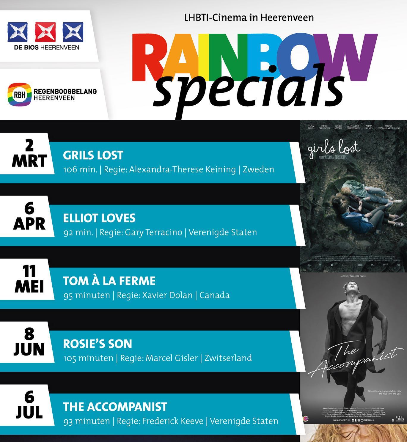 Vorige maand is RBH weer gestart met de Rainbow Specials filmavonden in @de.biosheerenveen . Woensdag 6 april staat de film Elliot Loves op het programma. Nieuwsgierig geworden en kaarten reserveren? Ga dan naar www.rbh.frl/film.
#lhbti #cinema #rbh #debios #heerenveen #film #filmavond #arthouse #regenboogbelangheerenveen #rainbowspecials #friesland